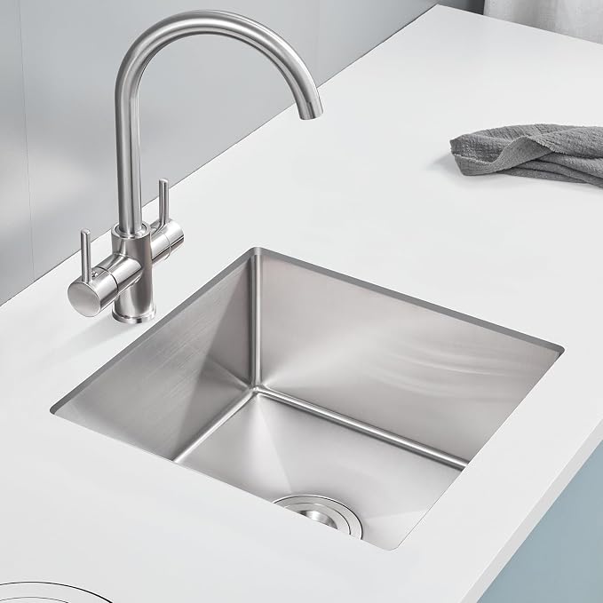 POPFLY 15×15 Inch Undermount Wet Bar Sink, 18 Gauge 304 Stainless Steel Kitchen - Image 2