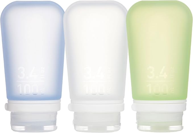 humangear GoToob+ 3-Pack | Refillable Silicone Travel Bottle | Locking Lid | by humangear