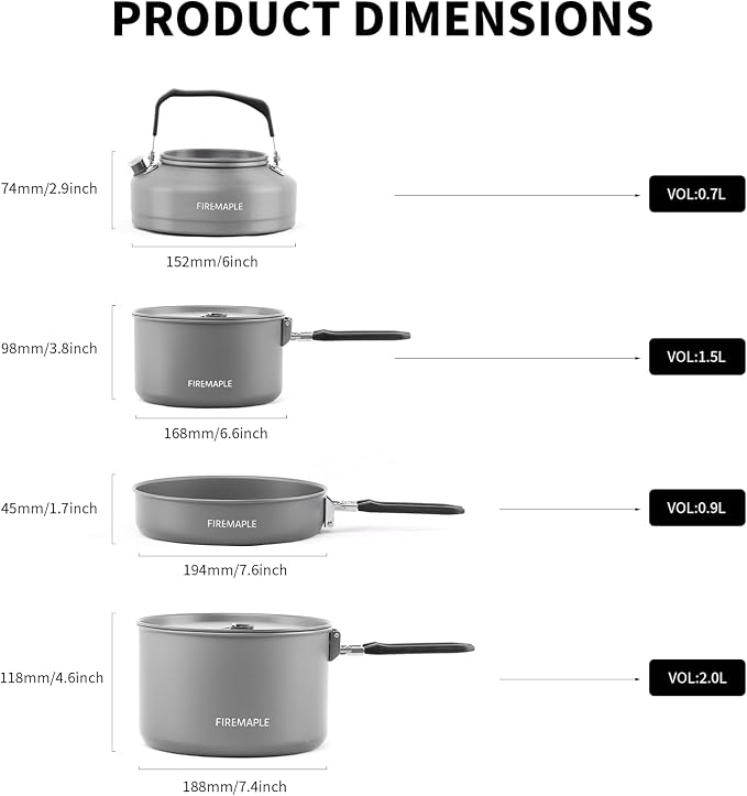Fire-Maple Feast 4 Piece Camping Cookware Cookware Cookware Kit Outdoor - Image 4