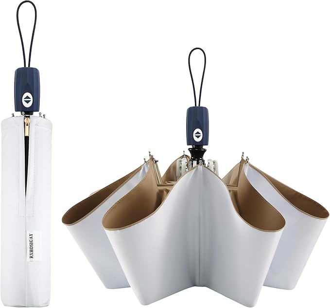 Color Coated Sun Umbrella UV Protection Compact Folding Windproof Parasols by RXHOSIGAY