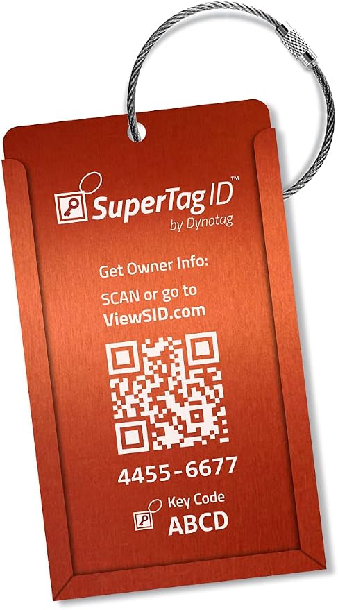 Dynotag® Web Enabled Smart Aluminum Convertible Luggage ID Tag + Braided Steel by DynotagInc