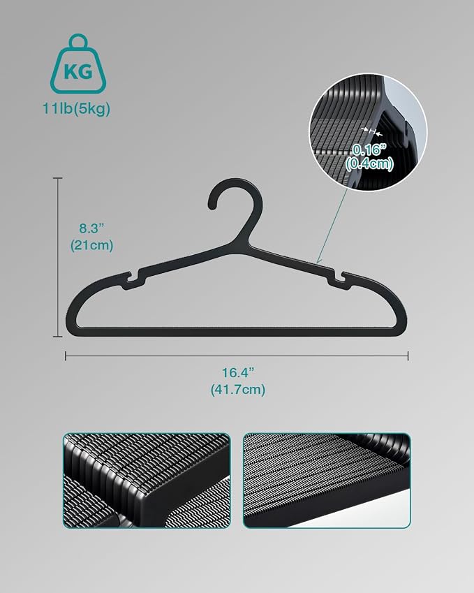 50 Pack Clothes Hangers, Non Slip Plastic Coat Hangers, Space Saving Hangers - Image 7