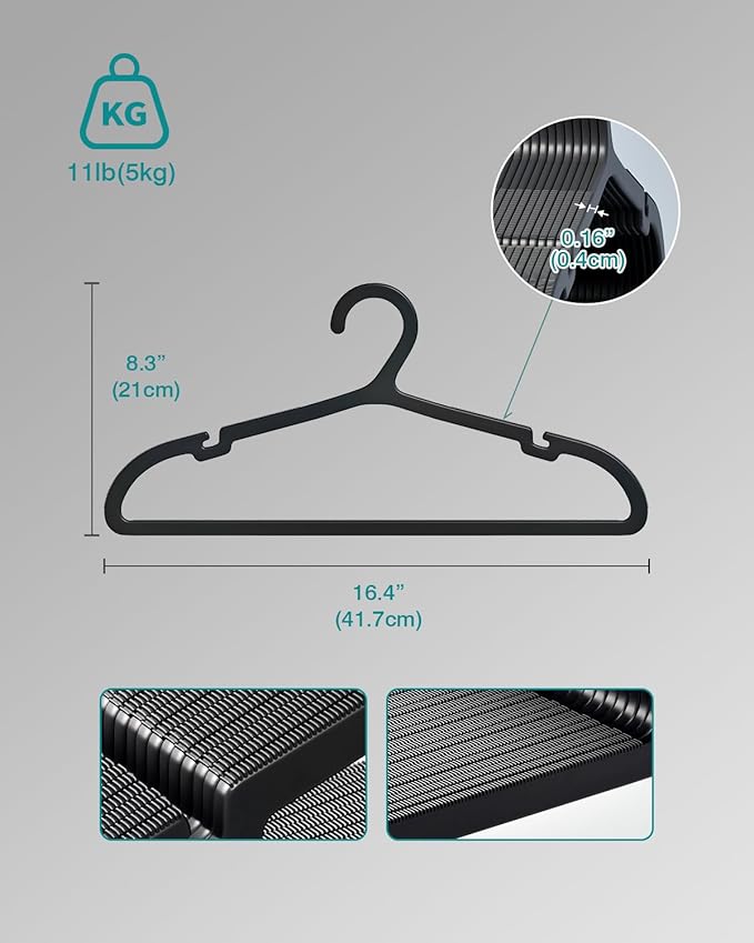 100 Pack Clothes Hangers, Non Slip Plastic Coat Hangers, Space Saving Hangers - Image 7