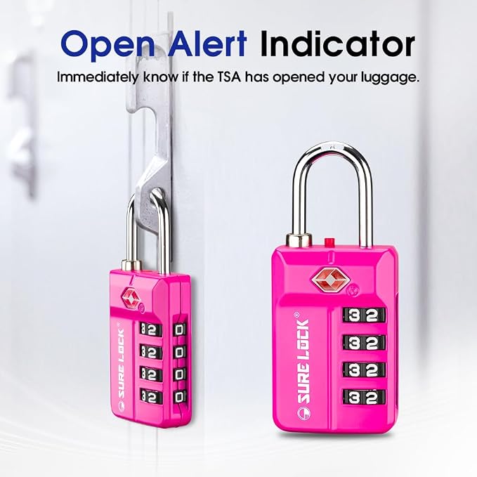 SURE LOCK TSA Approved 4-Digit Resettable Combination Luggage Locks - Image 4