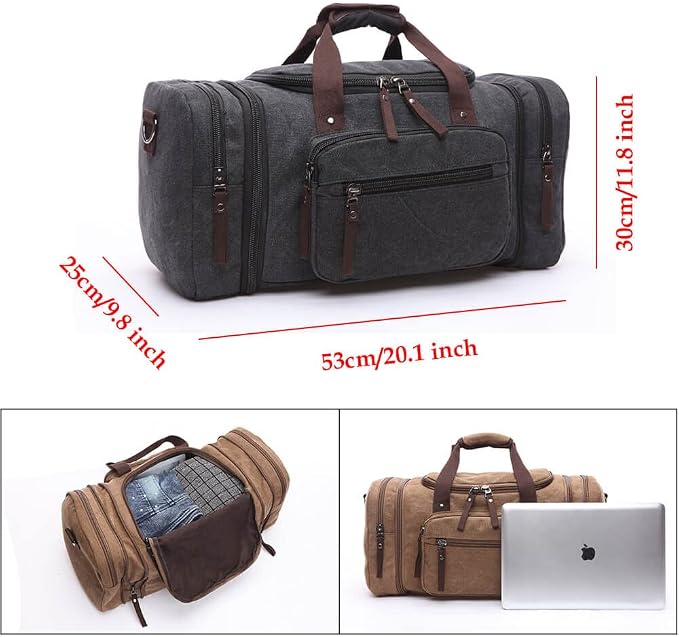 Duffle Bag for Travel, Large Canvas Duffel Bag for Travelling Overnight - Image 4