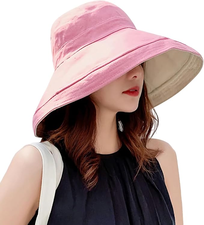 Women Wide Brim Sun Hats Metal Wired Edge Summer UV Protection Beach Fishing Hat by HUAMULAN