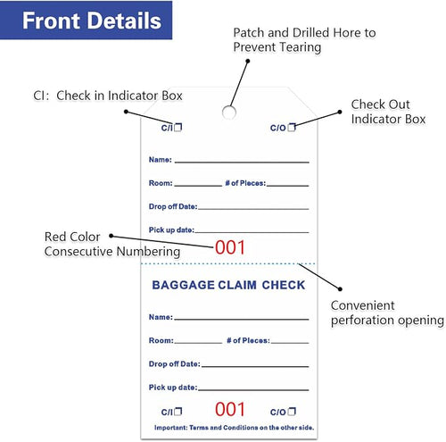 1000 Baggage Claim Check Tags - Image 2