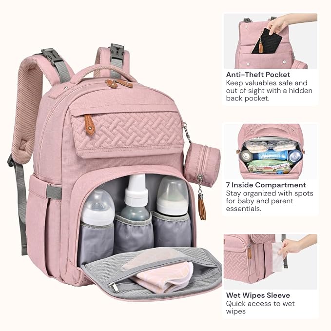 BabbleRoo Diaper Bag Backpack, Travel Backpack - Image 6