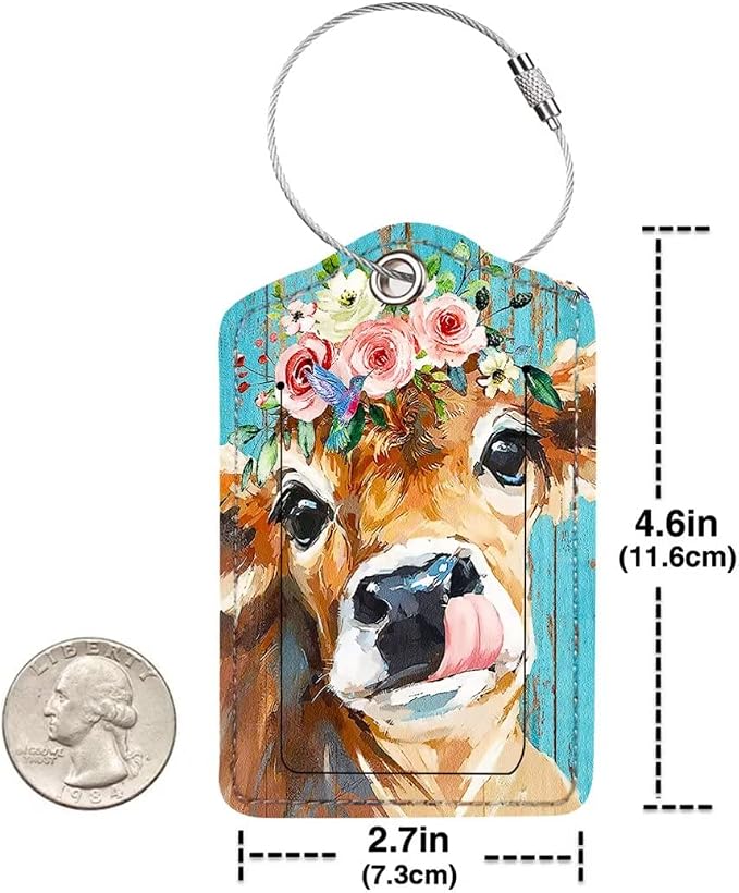 2 Pack Luggage Tag for Suitcase, Cute Unique Leather Bag Tags Identifiers - Image 2