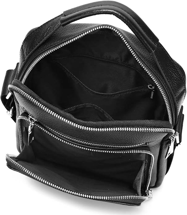 KPYWZER Genuine Leather Shoulder Bag Small Men Messenger Pack Handbag Sling - Image 6