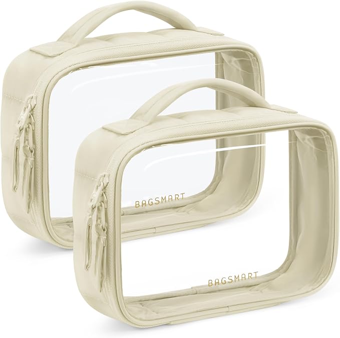 BAGSMART 2 Pack Clear Toiletry Bag, Puffy Edges TSA-Approved Travel Toiletry Bag by BAGSMART