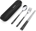 Travel cutlery set, 18/8 stainless steel cutlery, Reusable utensils set by inkuleer