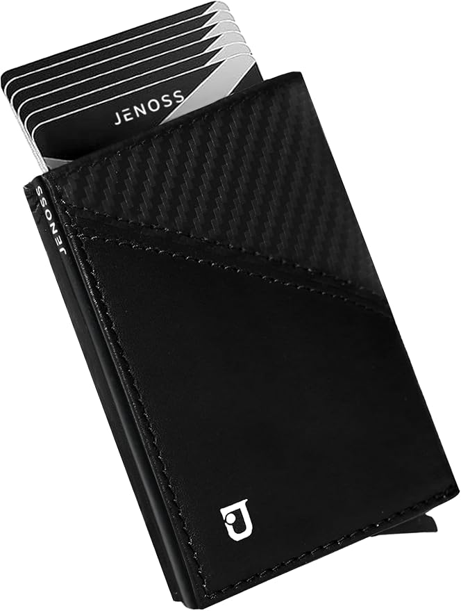 Jenoss Smart Wallet For Men: Full Grain Leather, Handcrafted, Slide Metal Pop by Jenoss-FinestSmartWallet