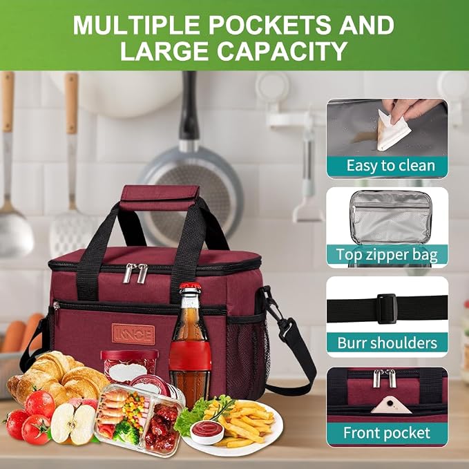 iknoe Large Foldable Cooler Bag, 8.5L Insulated Lunch Bag, Leakproof Lunch - Image 5