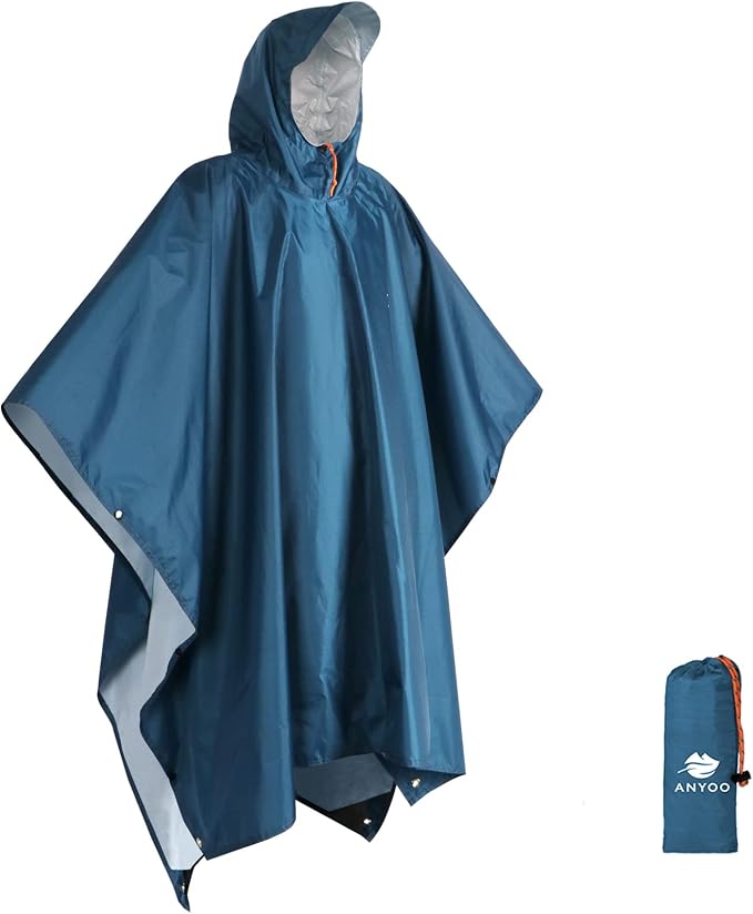 ANYOO Hooded Rain Poncho for Adults Waterproof Lightweight Rain Coat for Men - Image 8