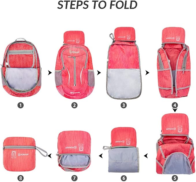 ZOMAKE 25L Ultra Lightweight Packable Backpack, Foldable Hiking Backpacks Water - Image 6