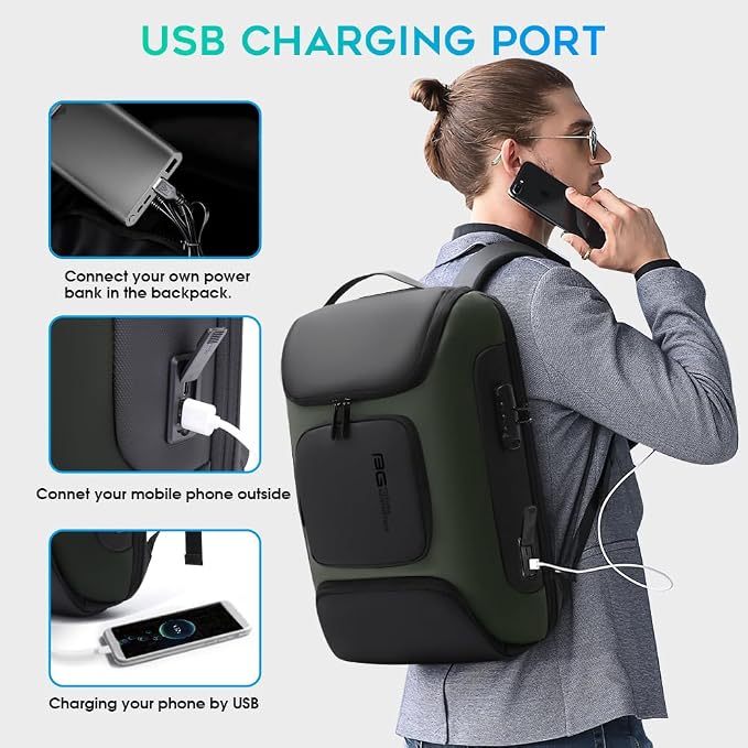 BANGE Business Backpack with USB Charging Port, Anti Theft Laptop Backpacks Fit - Image 6