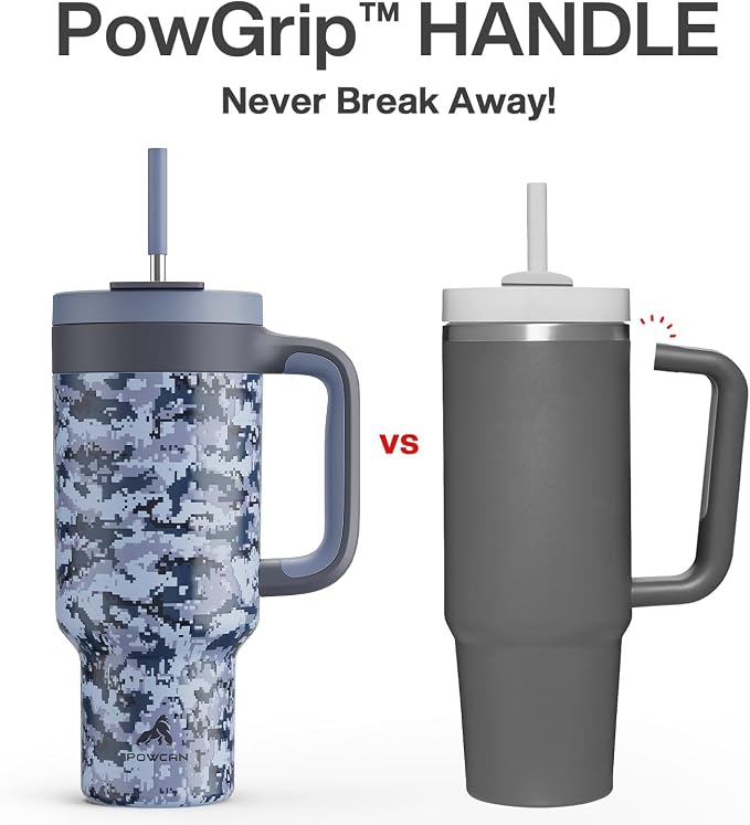 40 oz Camo Tumbler with Handle, 2-in-1 Straw and Sip Lid, Dishwasher Safe - Image 3