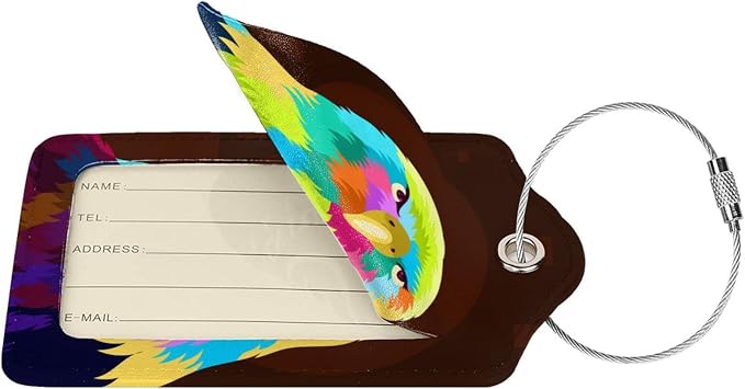 2-Pack Eagle Luggage Tags for Suitcases, Leather Bird Pattern Colorful Animal - Image 2