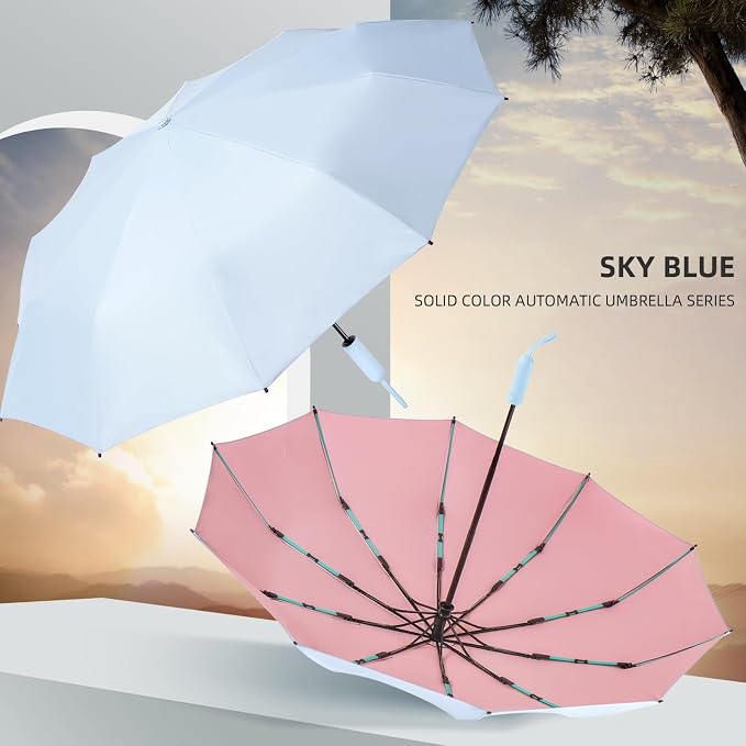 Folding Umbrella Anti-UV Compact Durable Folding Umbrella Auto Open Close - Image 2