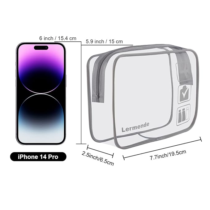 Lermende 2pcs Clear Toiletry Bag TSA Approved Travel Bag, Carry On - Image 2