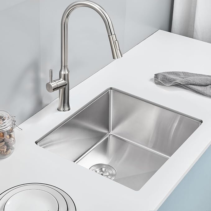 25 x 22 Inch Undermount Kitchen Sink, 18 Gauge 304 Stainless Steel Handmade - Image 2