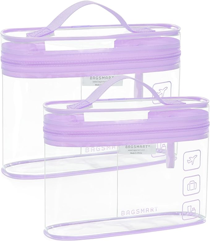 BAGSMART TSA Approved Toiletry Bag, 2 Pack Clear Makeup Cosmetic Bag Organizer by BAGSMART