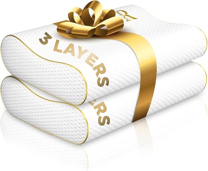 2-Pack Travel Memory Foam Pillow, Cervical by ROYALTHERAPY