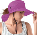 Rosoz Ponytail Sun Bucket Hats for Women UV Protection Foldable Mesh Wide Brim by Rosoz