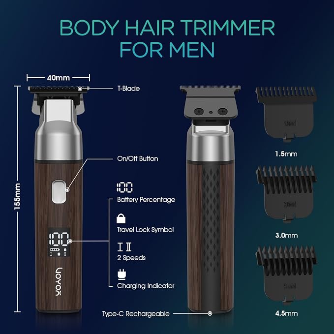 VOYOR Body Hair Trimmer for Men, Electric Razor, Versatile Groin & Body Trimmer - Image 6