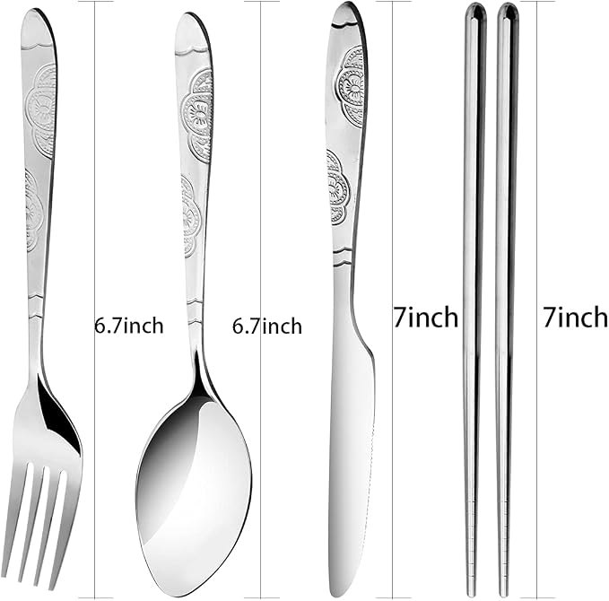 3 Pack Reusable Flatware Sets Knife, Chopsticks - Image 2