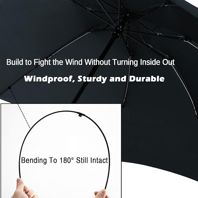 LANBRELLA Compact Reverse Folding Umbrella Auto Windproof Travel Umbrella - Image 4