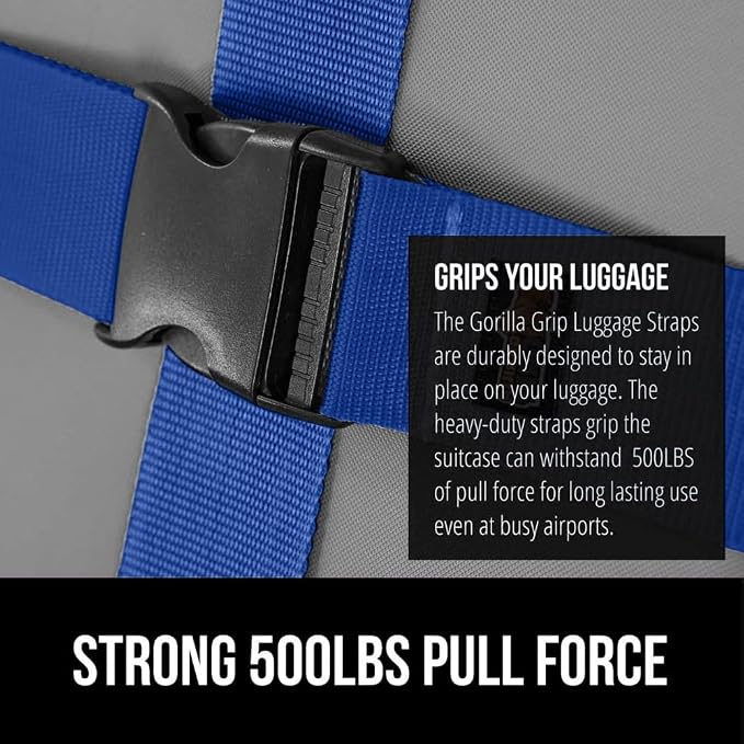 GORILLA GRIP Heavy Duty 8 Pack Adjustable Luggage Straps - Image 3