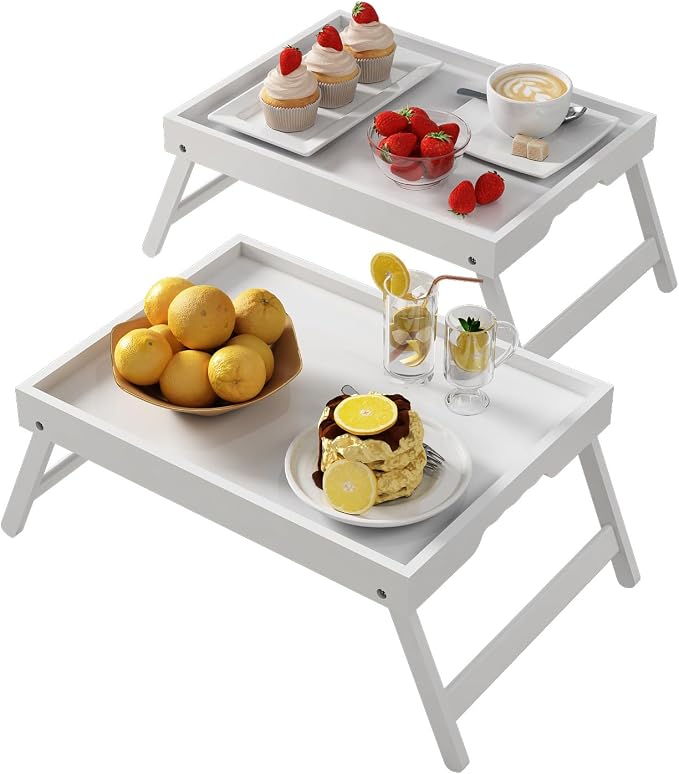 Bed Tray Table with Folding Legs, Bamboo Breakfast in Bed by Unknown