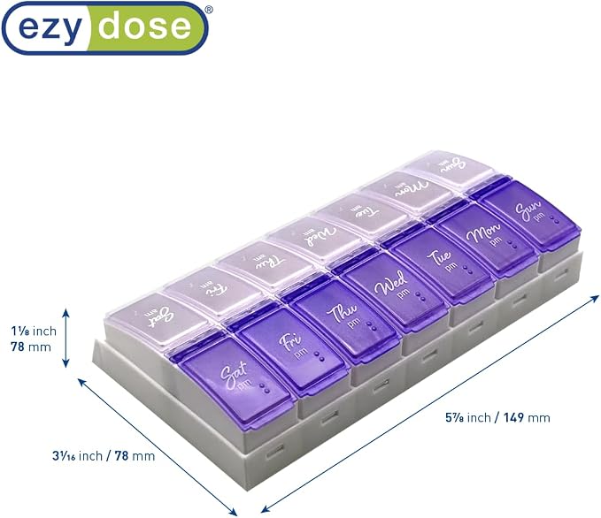 Ezy Dose Weekly Daily Pill Case, Medicine Planner, Vitamin Organizer, 2 Times a - Image 2