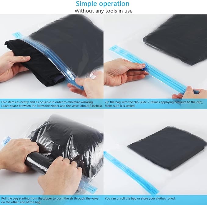 10Pack Travel Space Saver Bags, Reusable KFYM Vacuum Travel Storage Bag - Image 4
