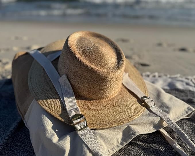 Large Beach Tote Bag with Hat Holder Straps, Womens large beach bag- Vation - Image 5