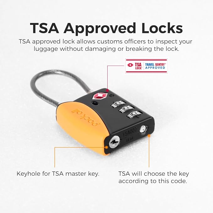 pack all TSA Approved Cable Luggage Locks, 3 Digit Combination Padlocks - Image 7