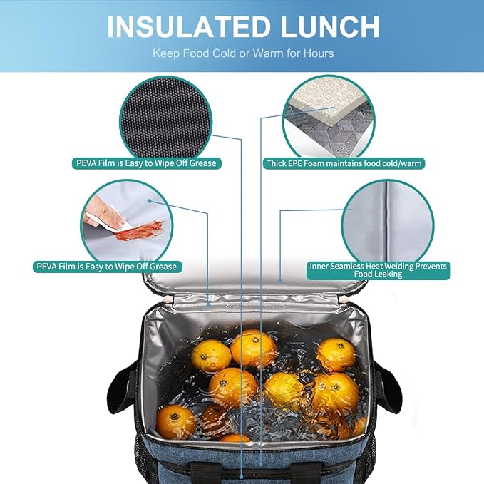 iknoe Large Foldable Cooler Bag, 8.5L Insulated Lunch Bag, Leakproof Lunch - Image 6
