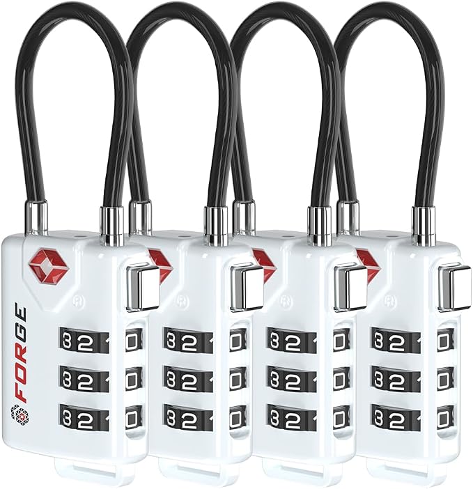 TSA Approved Cable Luggage Locks, Re-settable Combination by Forge