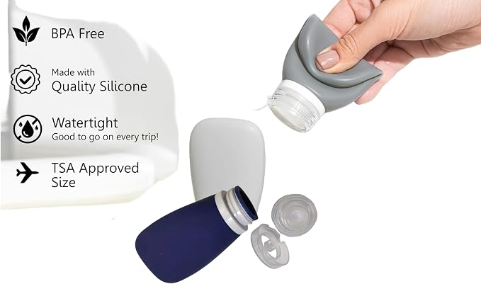 Travel Bottles for Toiletries, TSA Approved 3oz Leak Proof Silicone Refillable - Image 7
