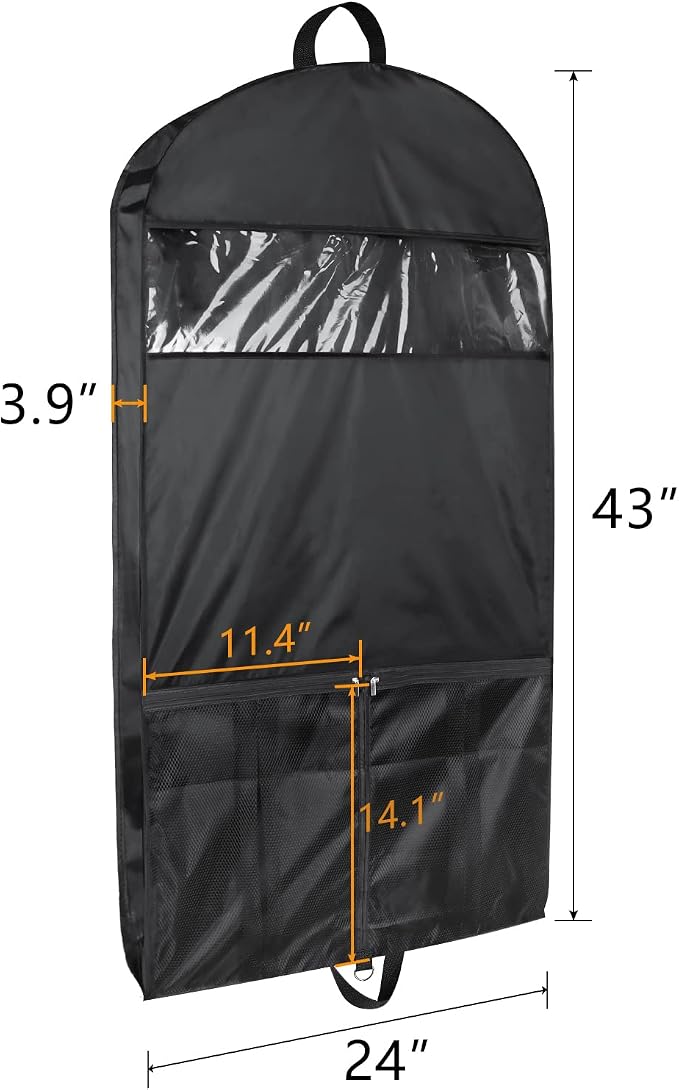 Univivi Garment Bags for Travel and Storage 43" Hanging Suit Bag Clear Suits - Image 3