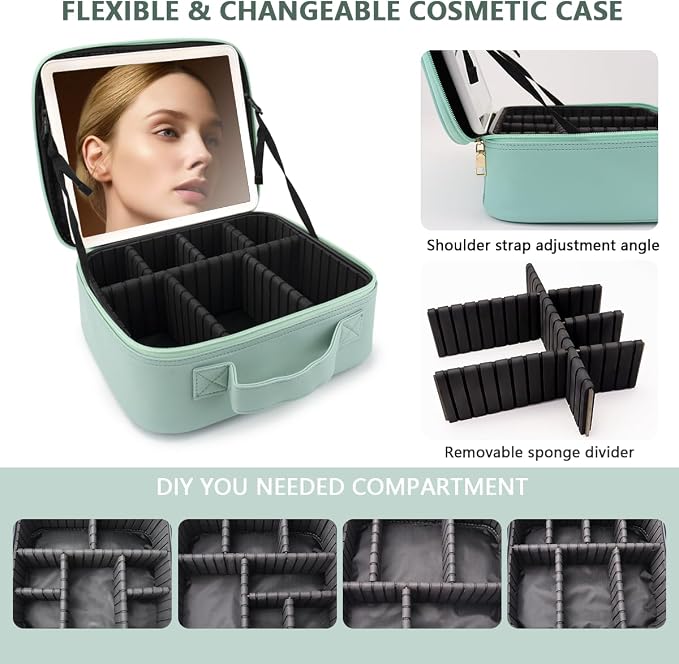 Travel Makeup Bag, with Mirror 3 Color Setting and Detachable 10x Magnifying - Image 2