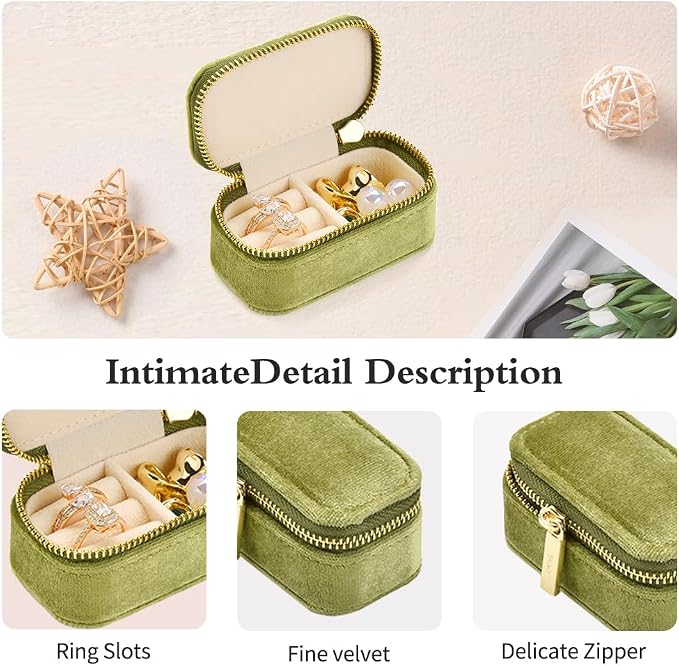 Small Travel Jewelry Case, Mini Tiny Plush Velvet Jewelry Box - Image 4