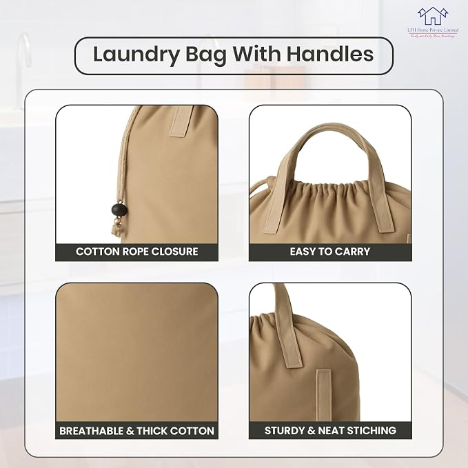 LFH Home Cotton Canvas Large Laundry Bag - Image 3