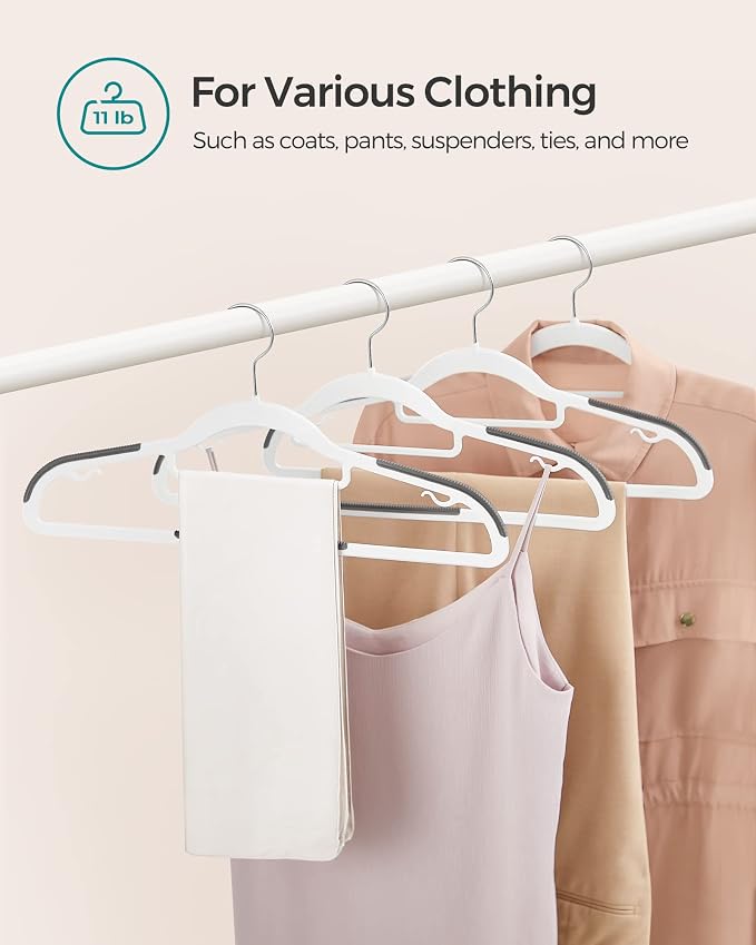 SONGMICS Pack of 50 Coat Hangers, Heavy-Duty Plastic Hangers, Clothes Hangers - Image 7
