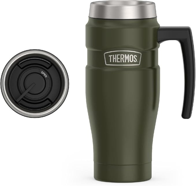THERMOS Stainless King Vacuum-Insulated Travel Mug, 16 Ounce, Army Green by Thermos