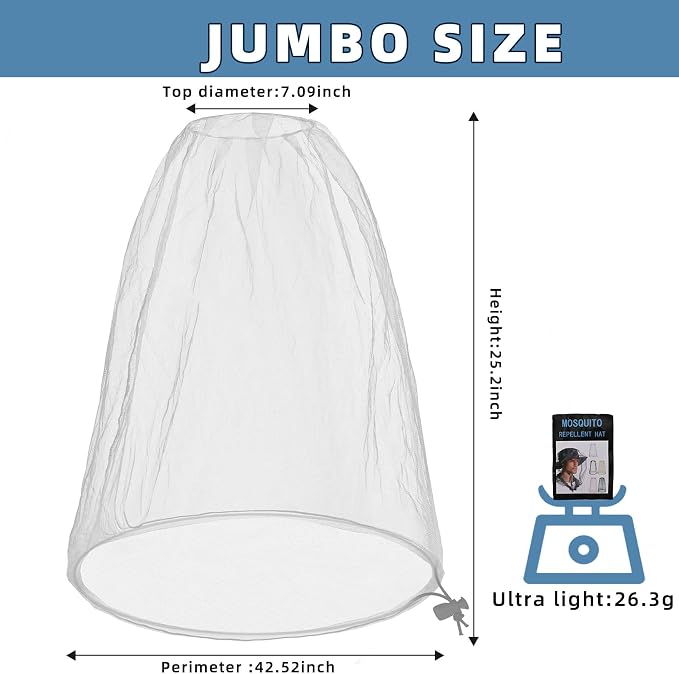 Oversized Mosquito Net 42 x 25 Inches Ultra Large Mosquito Head Net Face Neck - Image 2