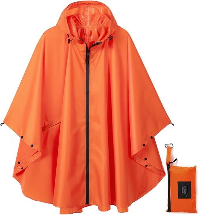 Rain Poncho Jacket Coat Hooded Zipper Style by salamra
