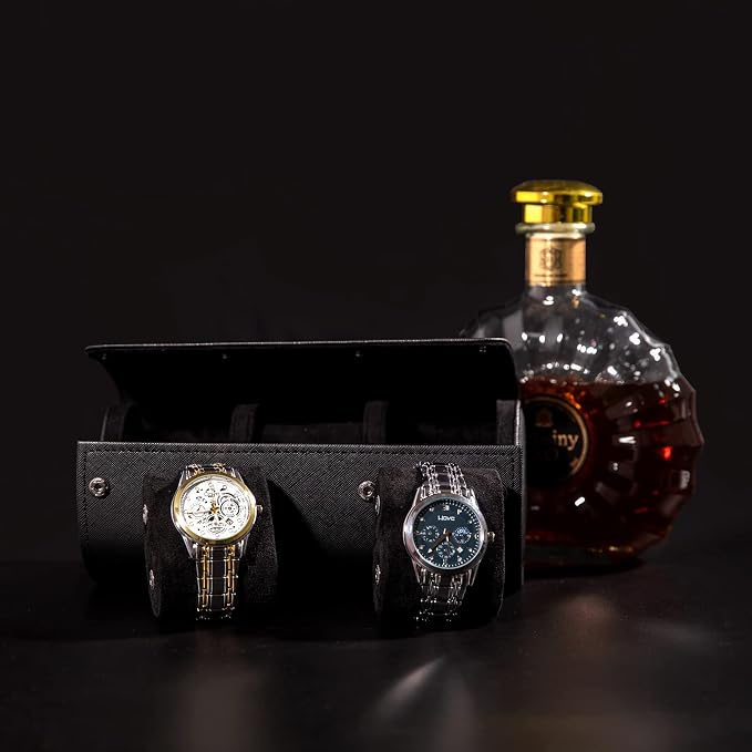 MR.OKAY 3 Watch Travel Case- Classic Leather Watch Case - Image 8